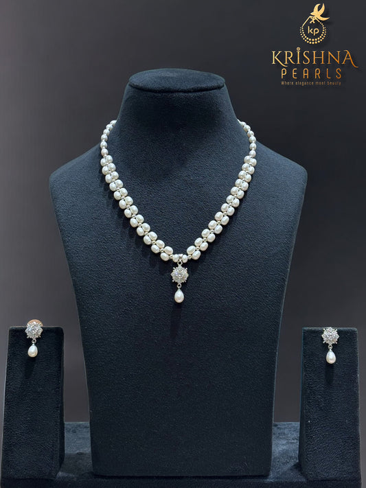 Blossom Double Layer Pearls Necklace Set