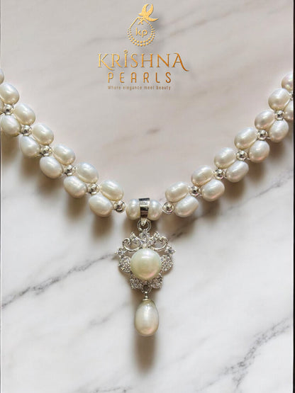 Oval Pearls Double Layer Necklace Set