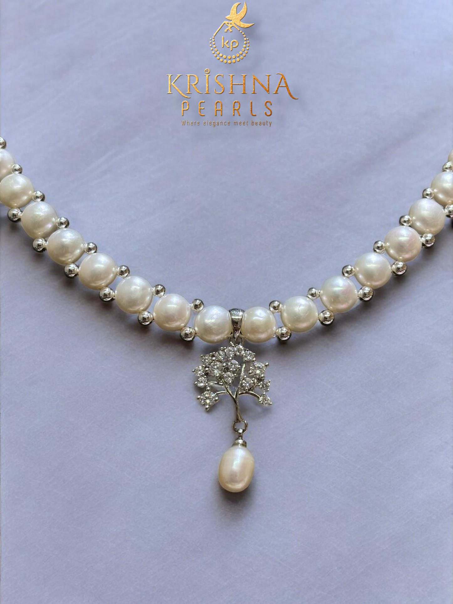Tree of Life Button Pearls Necklace Set