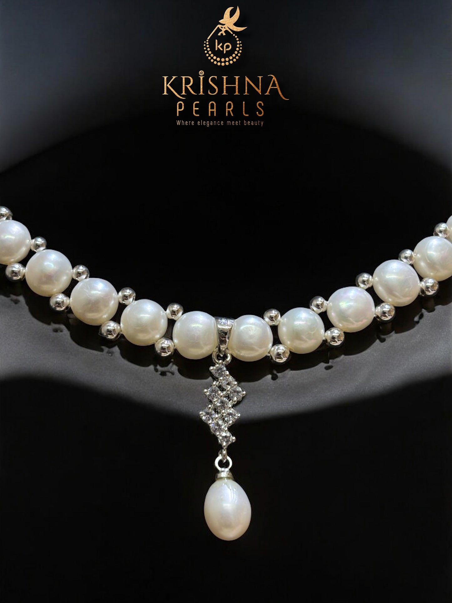 Designer Cubic Zircon Pendent With Button Pearls Necklace Set