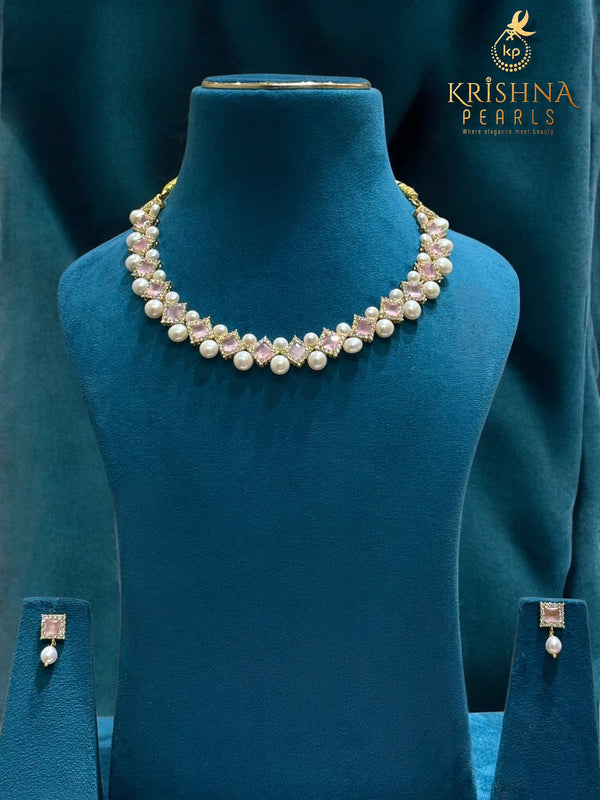 Rose Blossom Button Pearls Necklace Set