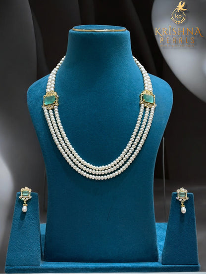 Exclusive Blue Quartz Studded Side Broch Set