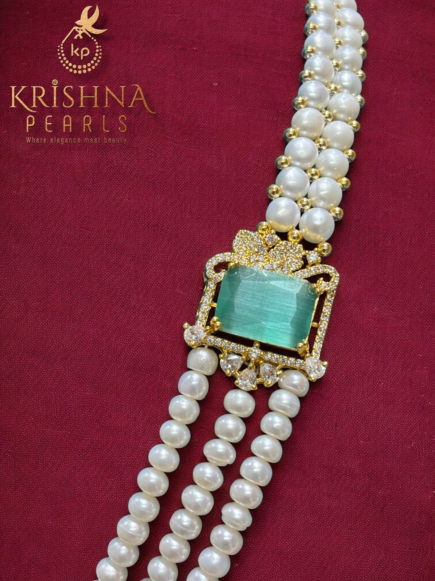 Exclusive Blue Quartz Studded Side Broch Set