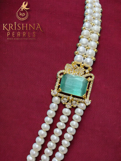 Exclusive Blue Quartz Studded Side Broch Set