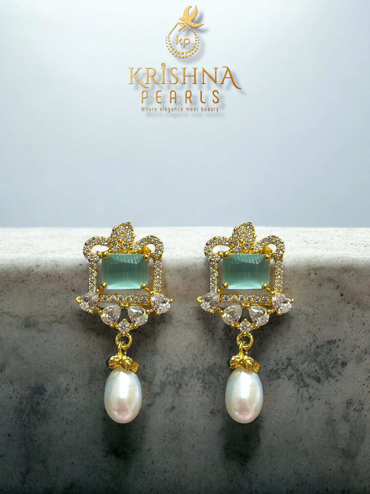Exclusive Blue Quartz Studded Side Broch Set