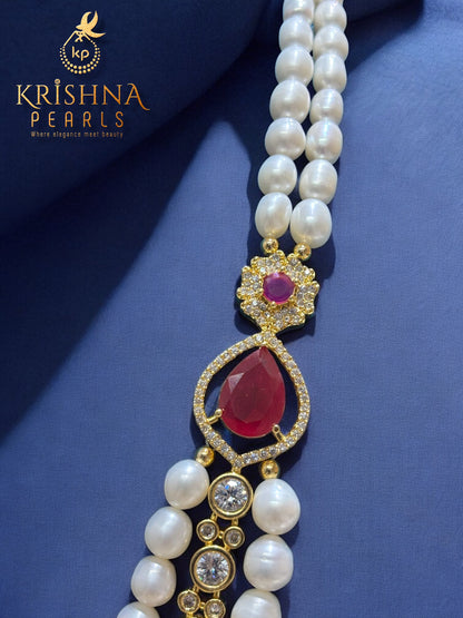 Ruby Pearls Broch Necklace Set