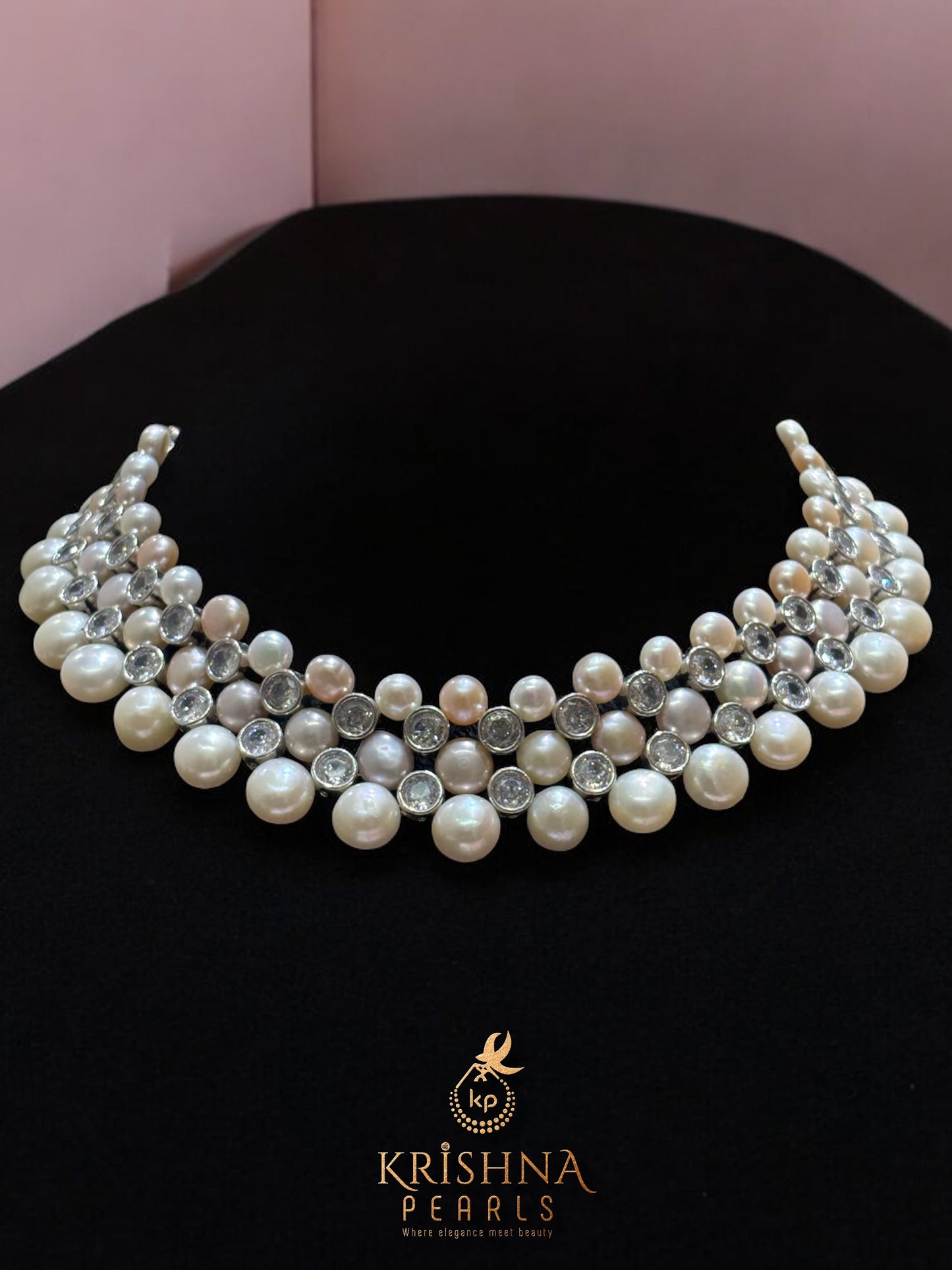 Luxurious White & Pink Button Pearls Necklace Set