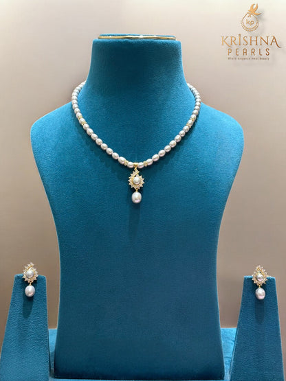 Grey Pearl Necklace Set