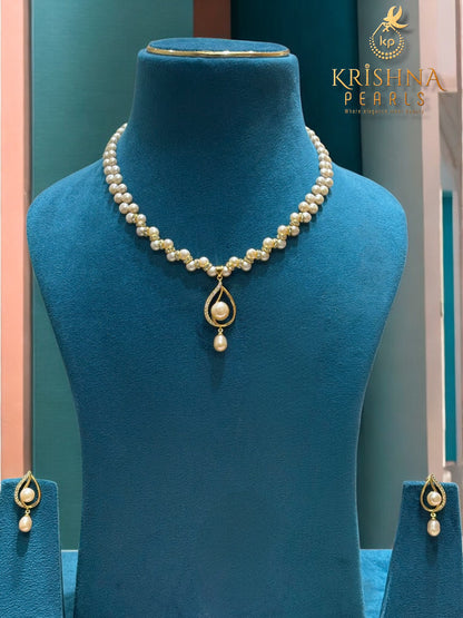 Cute Pink Button Pearls Necklace Set