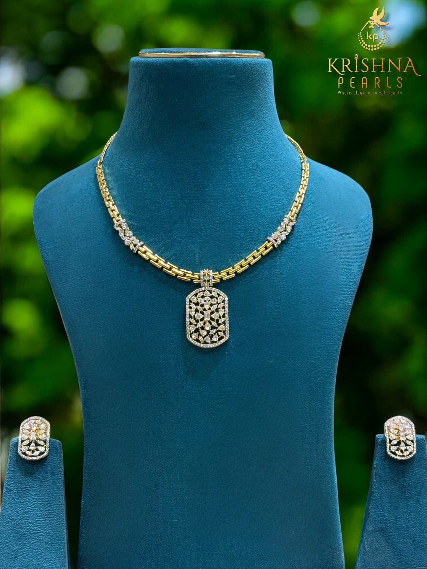 Adorable 92.5 Silver Zircon Studded Necklace Set