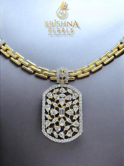 Adorable 92.5 Silver Zircon Studded Necklace Set