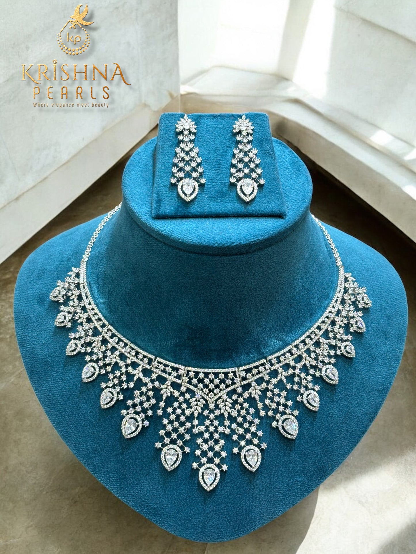 92.5 Silver Majestic Zircon Studded Necklace Set