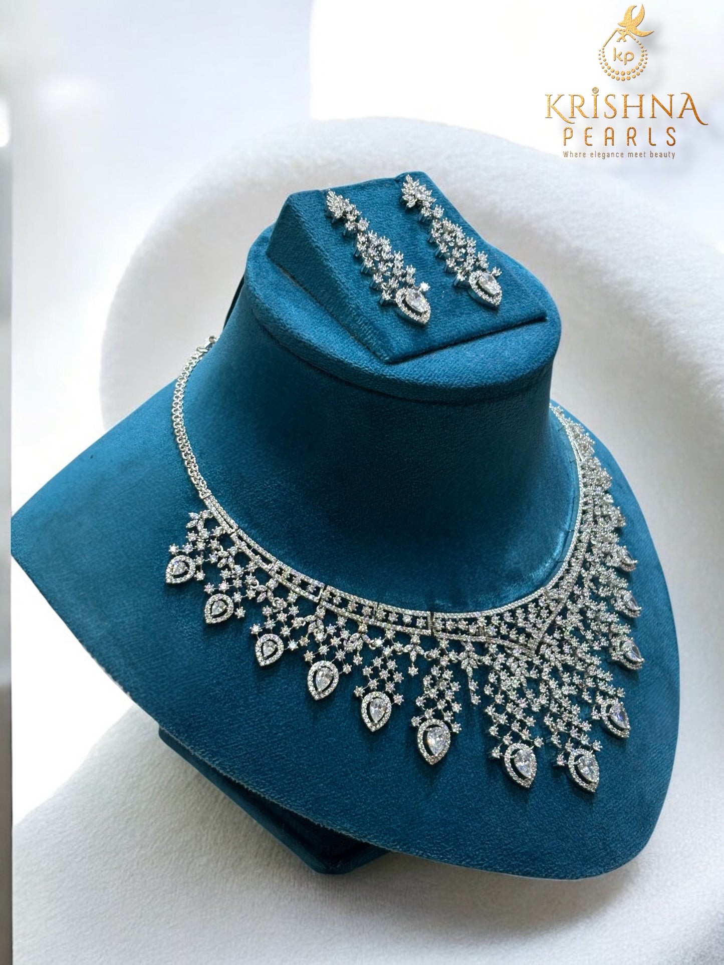 92.5 Silver Majestic Zircon Studded Necklace Set