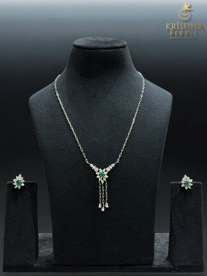 92.5 Silver Emerald & Mosanite Cascade Chain