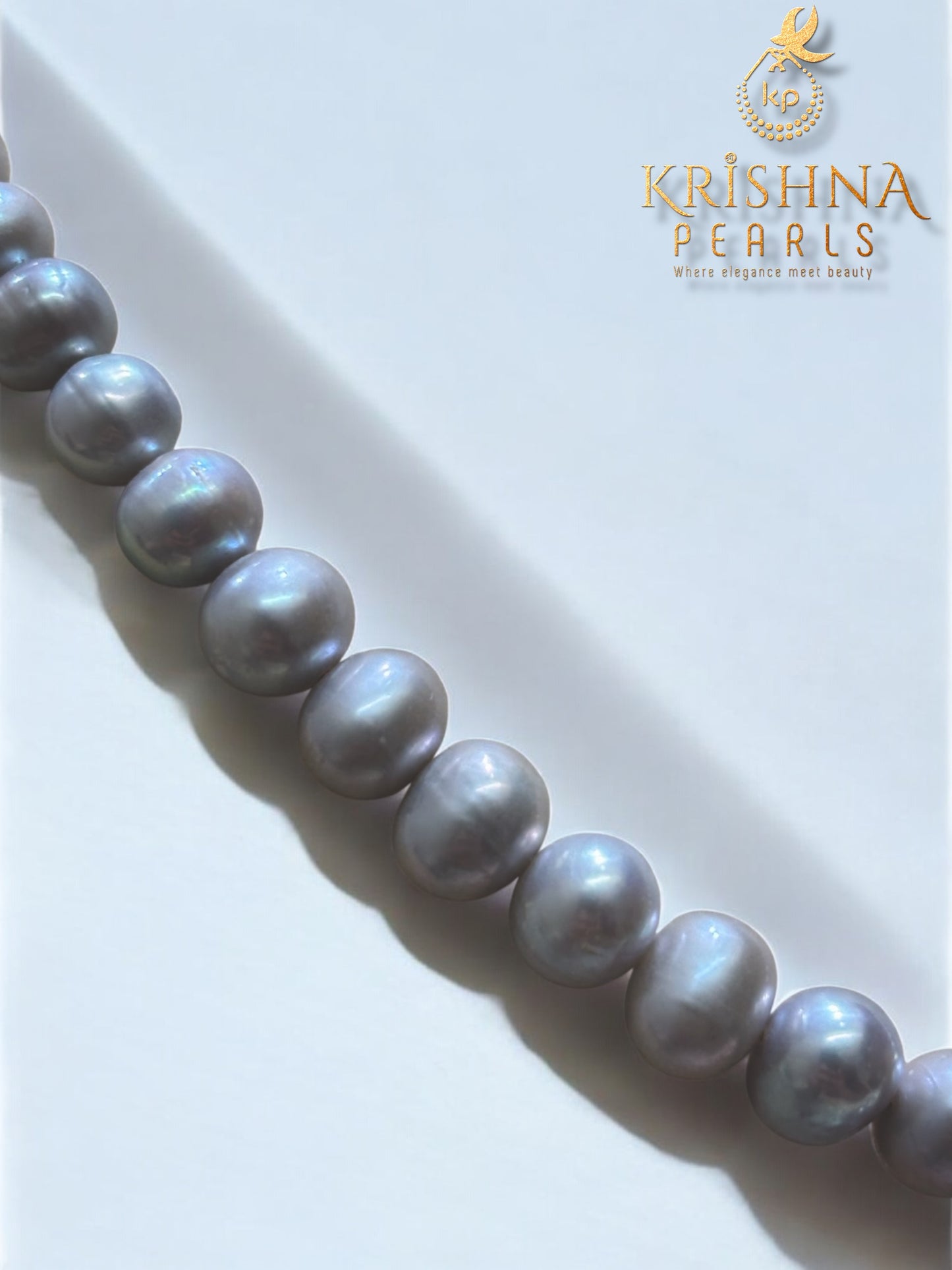 92.5 Silver Lunar Teardrop Grey Pearls Necklace