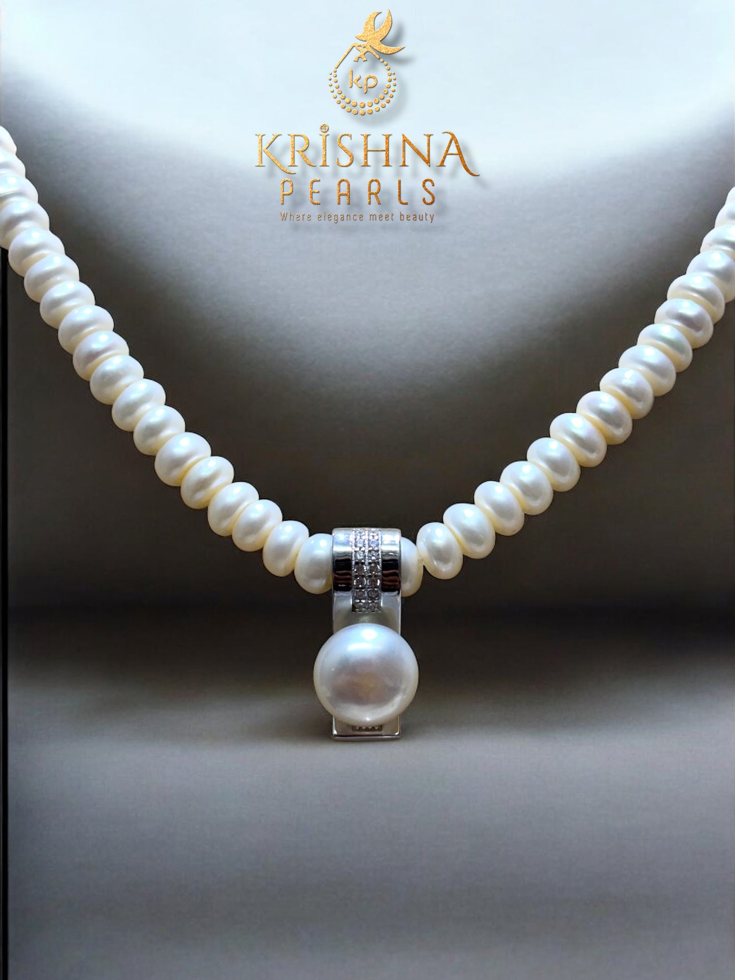 92.5 Silver Pearl Studded Necklace