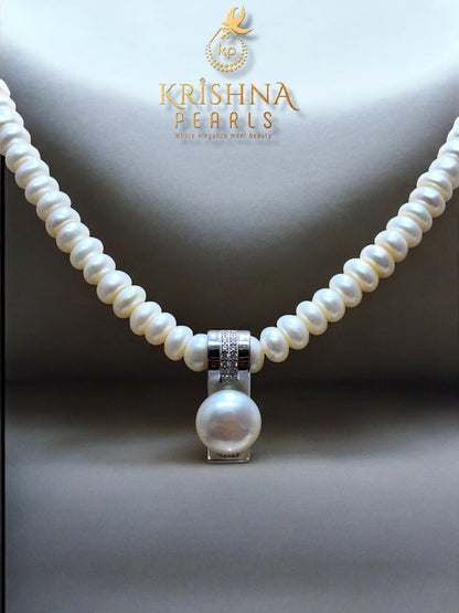 92.5 Silver Pearl Studded Necklace