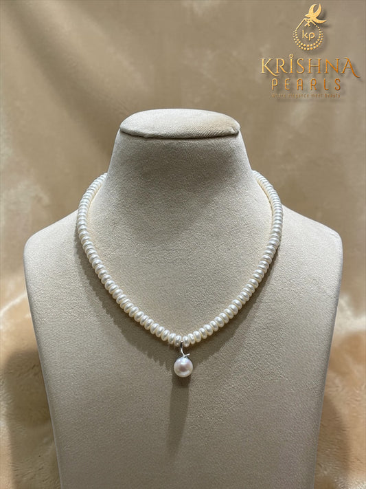 92.5 Silver Big Pearl Studded Necklace