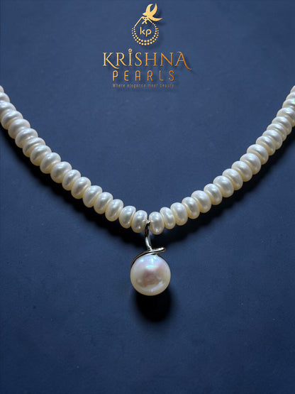 92.5 Silver Big Pearl Studded Necklace