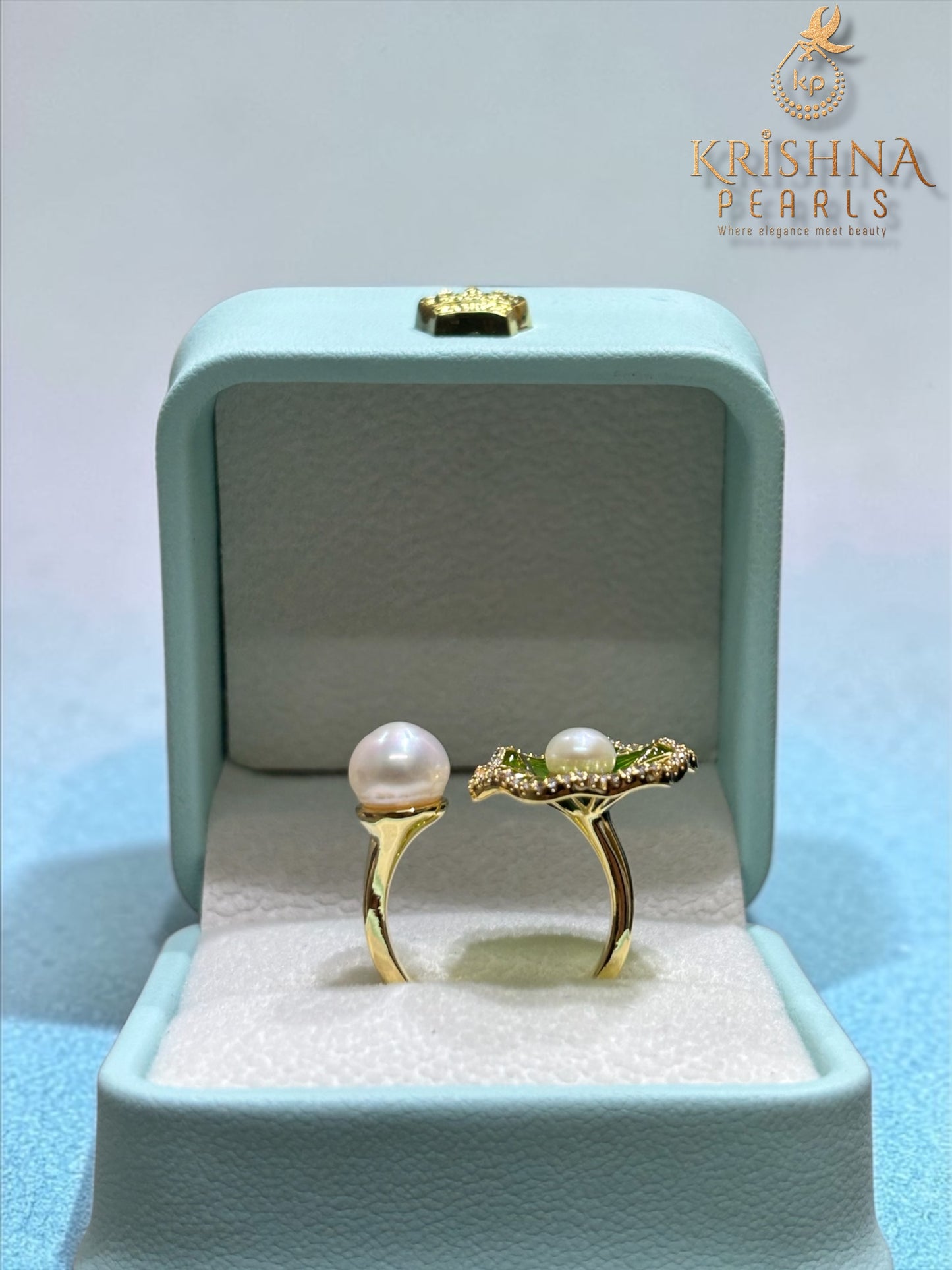 Adorable Lotus Dewdrop Adjustable Finger Ring