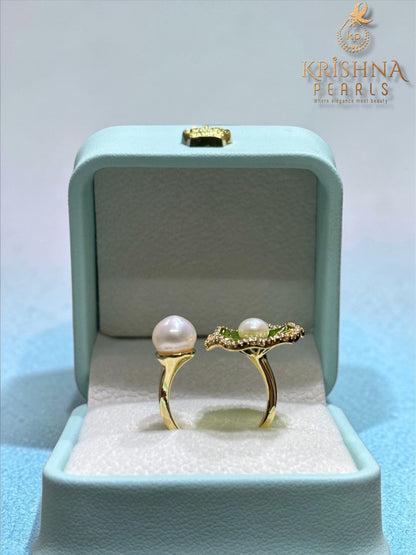 Adorable Lotus Dewdrop Adjustable Finger Ring