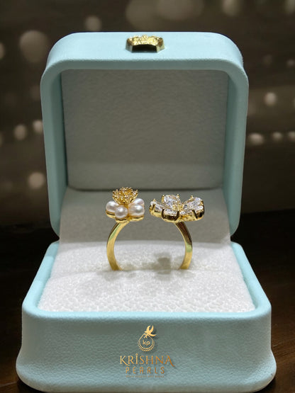 Adorable Pearl Bloom Adjustable Finger Ring