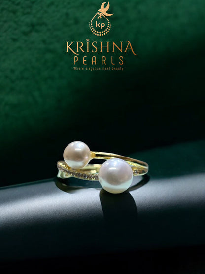 Beautiful White & Pink Pearl Adjustable Ring
