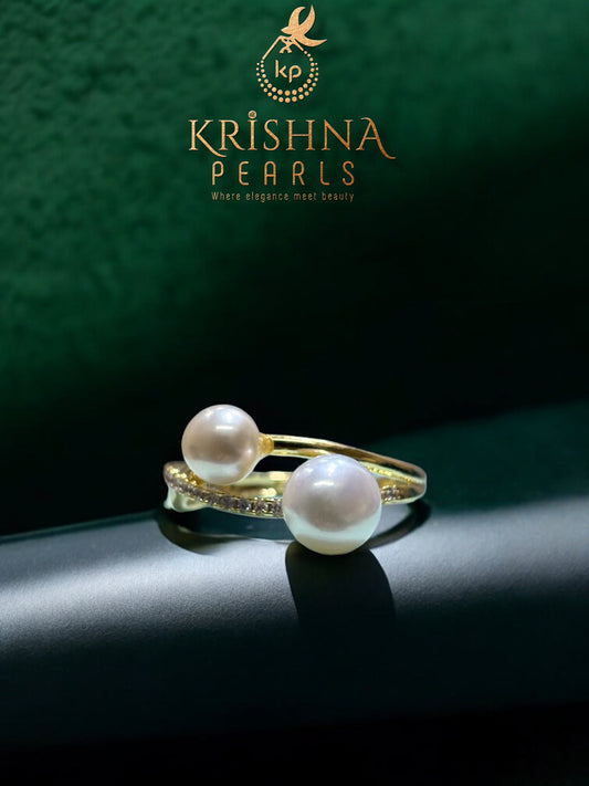 Beautiful White & Pink Pearl Adjustable Ring