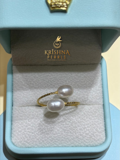 Cute Double Pearl Finger Ring