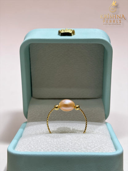 Cute Single Pearl Finger Ring Adjustable