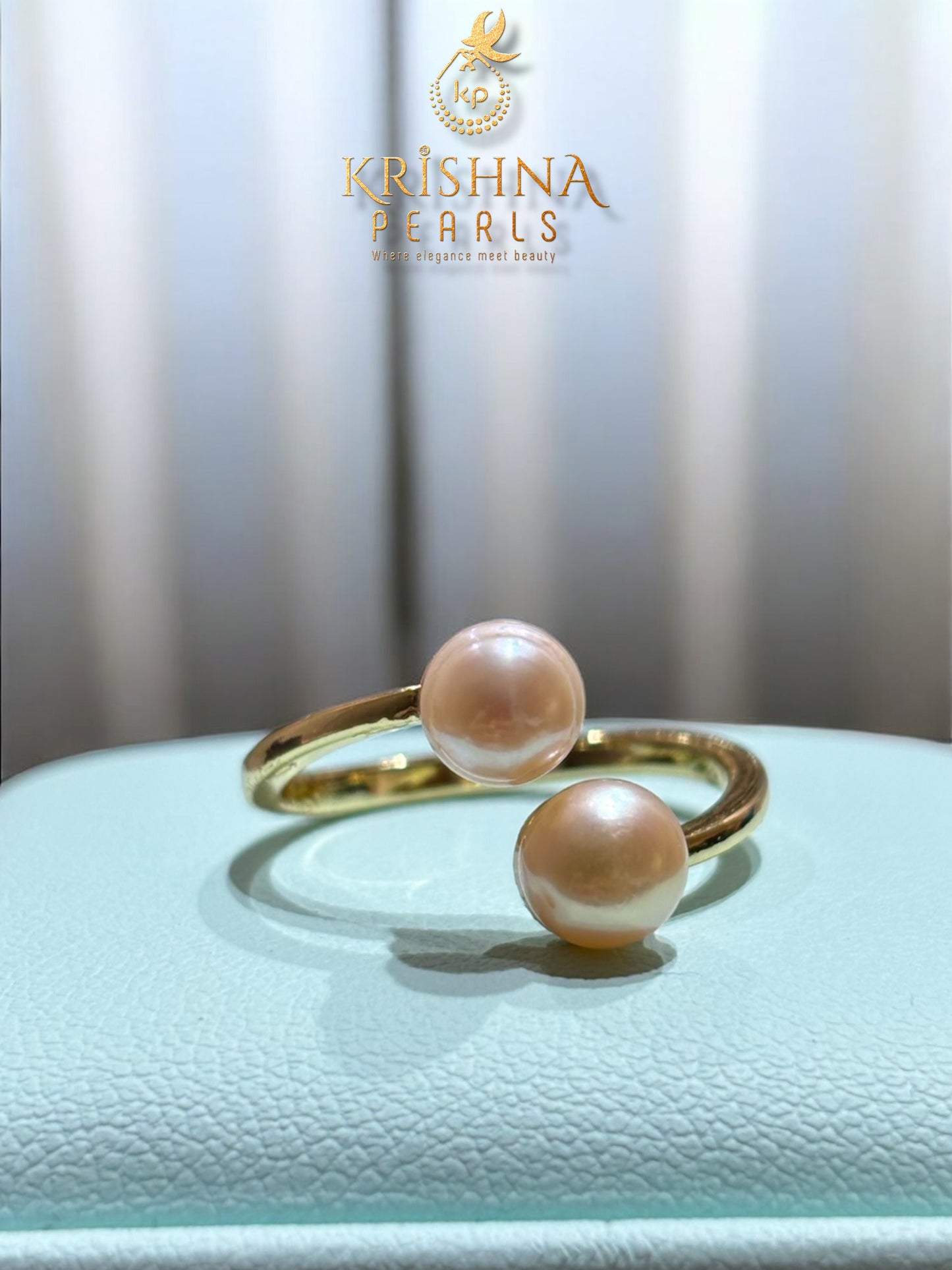 Twin Pink Pearls Adjustable Finger Ring