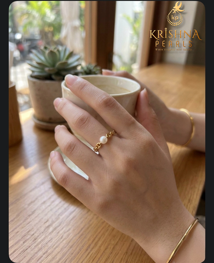 Beautiful Sea Anchor Pearl Adjustable Finger Ring