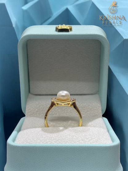 Pretty Heart Shape Pearl Studded Finger Ring