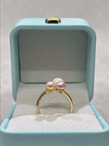 Trinity Glow Pink Pearls Studded Finger Ring