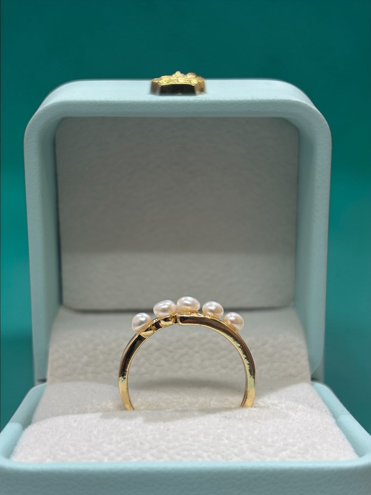 Classy Five Pearls Studded Finger Ring