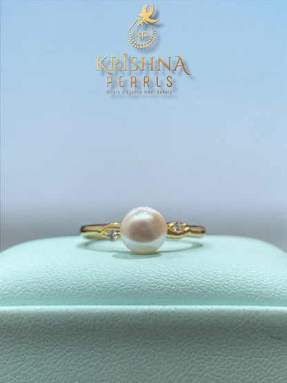 Classy White Pearl Studded Finger Ring