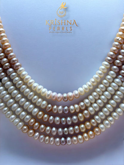Luxurious Multicolour Five Layers Pearls Necklace Set