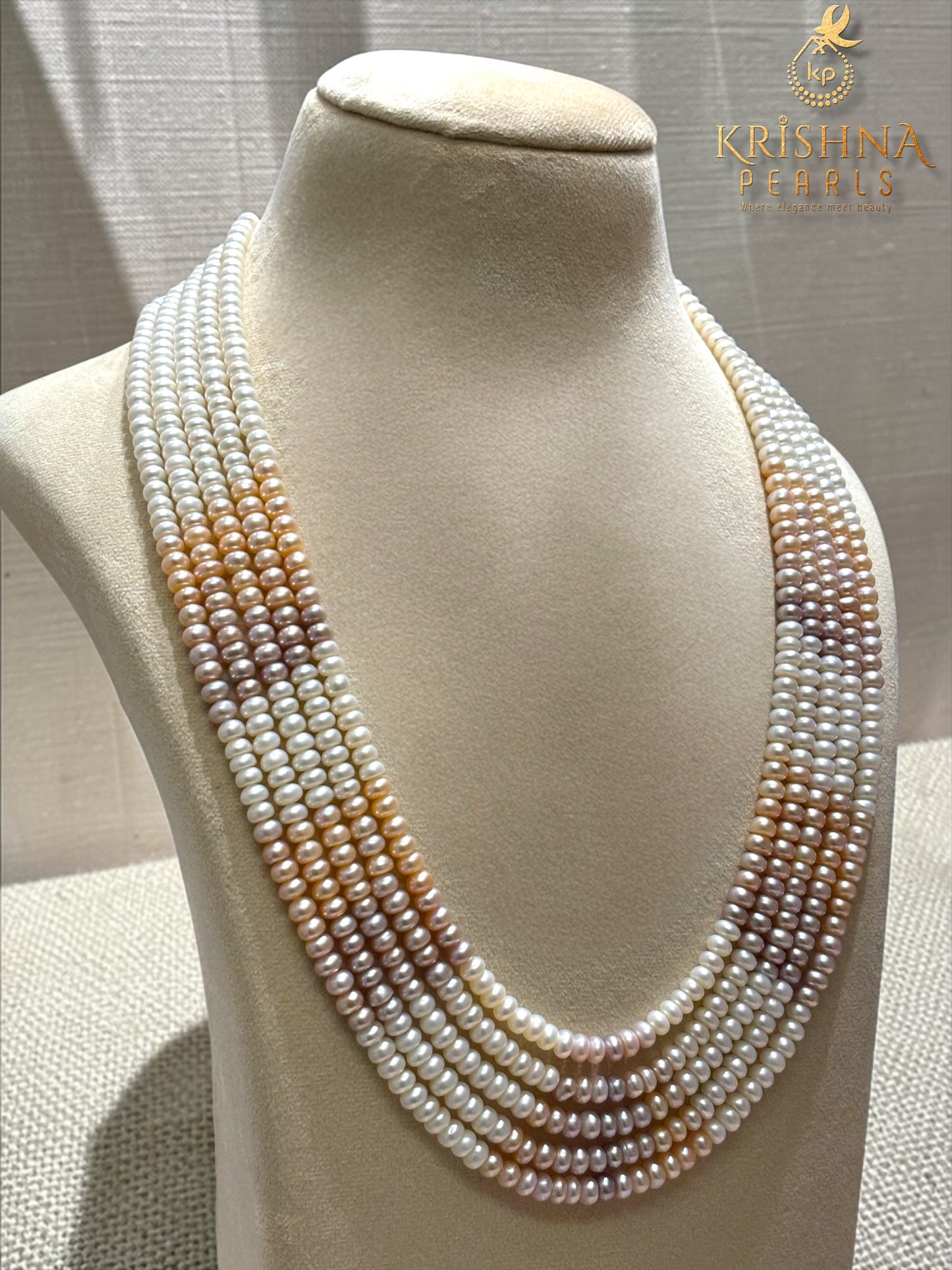 Luxurious Multicolour Five Layers Pearls Necklace Set