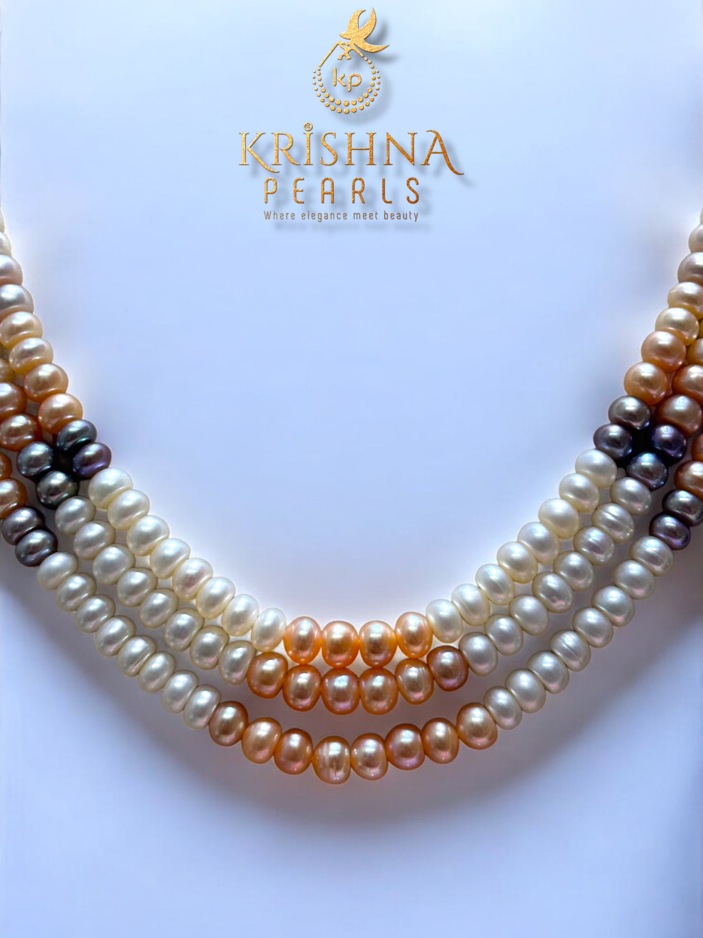 Three Layers MultiColour Pearls Necklace Set