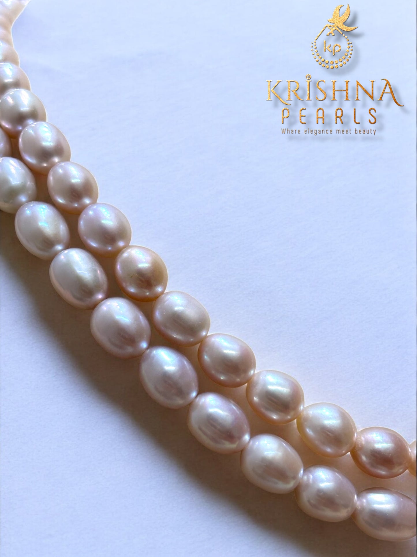 Classy Oval Lavender Double Strand Pearls Necklace Set