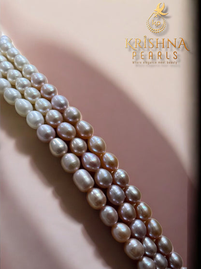 Pretty MultiColour Three Strand Oval Pearls Necklace Set