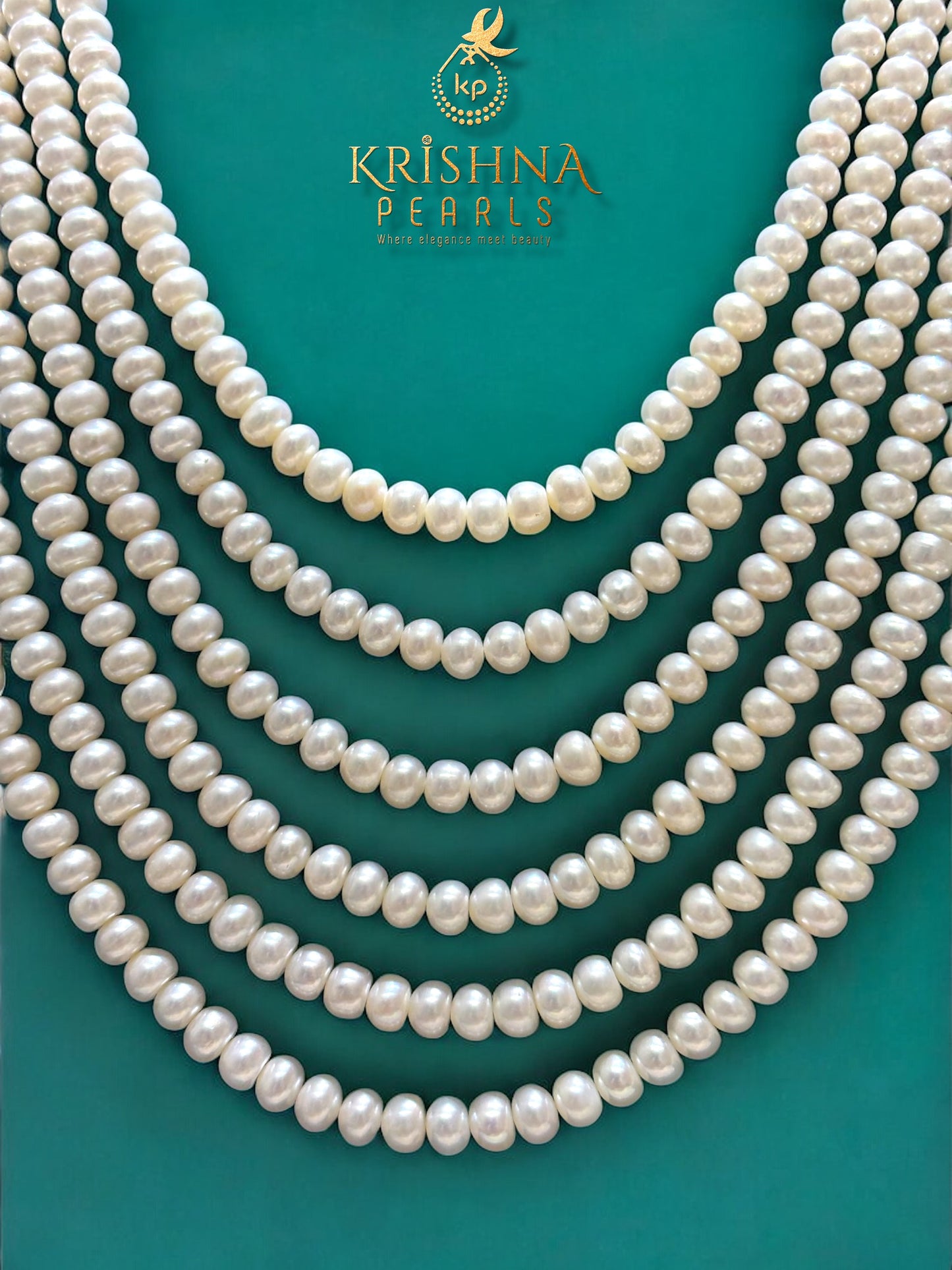 Royal Six Layers Premium Pearls Long Necklace Set