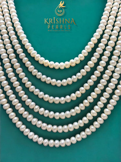 Royal Six Layers Premium Pearls Long Necklace Set