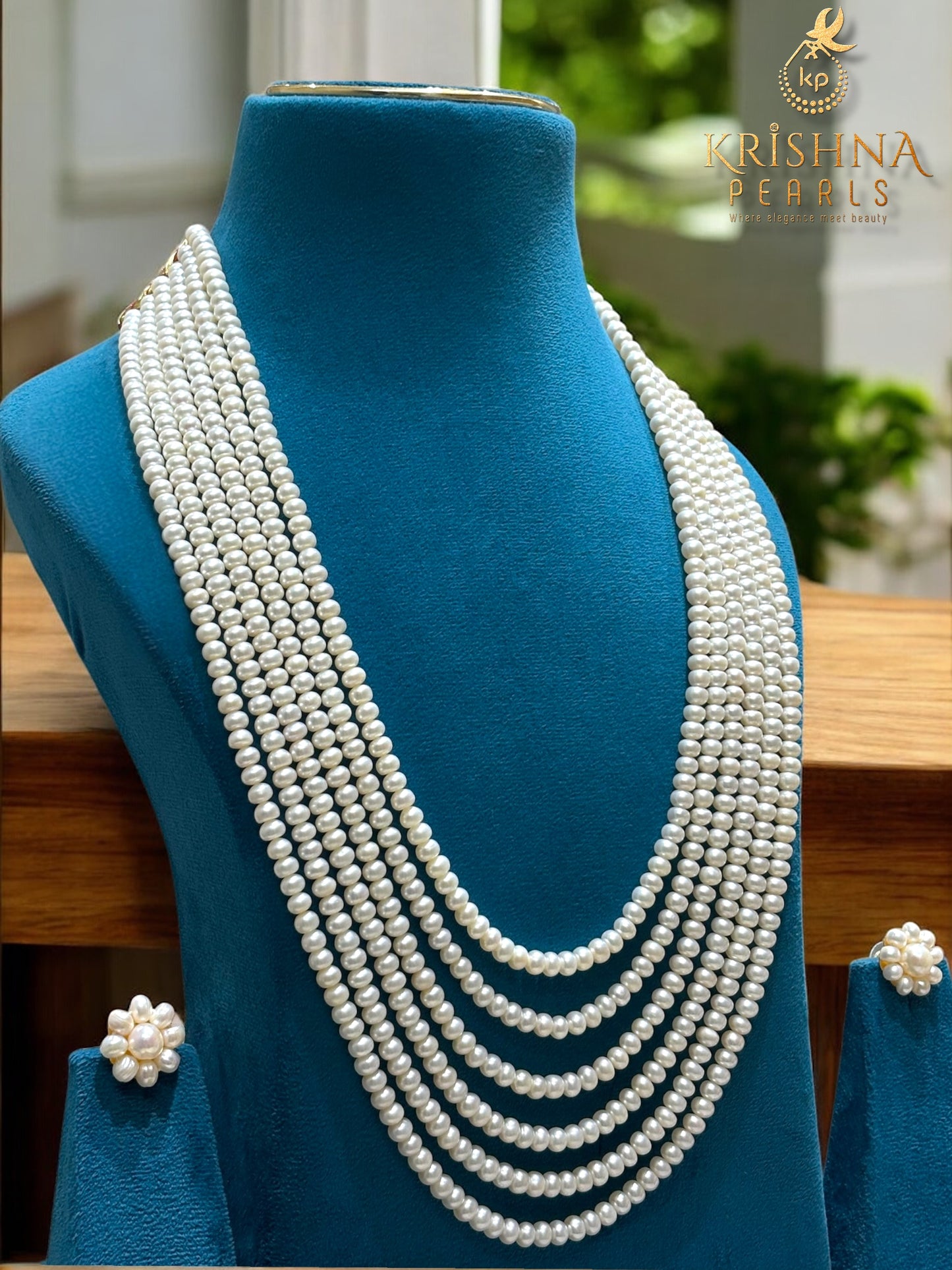 Royal Six Layers Premium Pearls Long Necklace Set