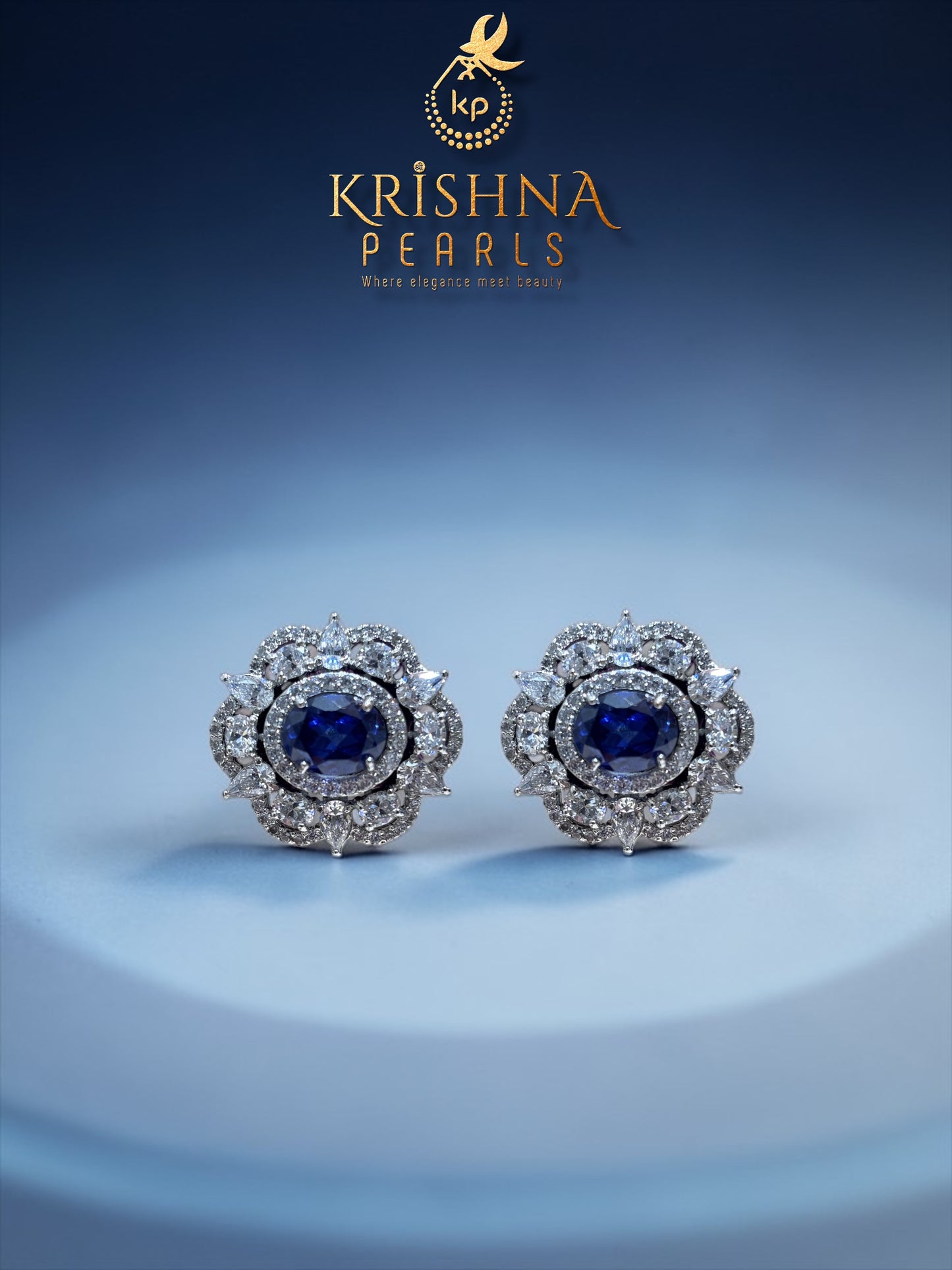 92.5 Silver Blue Sapphire studded choker set