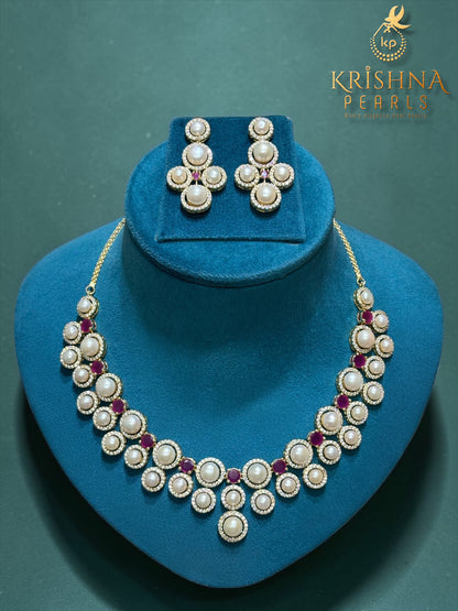 Exquisite Luxurious Freshwater Pearl Necklace Set | Authentic Hyderabadi Pearls by Sri Krishna Pearls