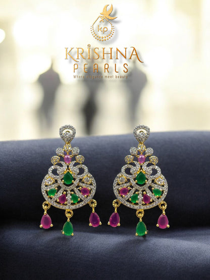 Traditional Ruby & Emerald Three Row Pearls Rani Haar Set