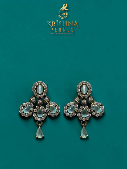 Oxidised Mint Petals Heritage Pearls Necklace Set