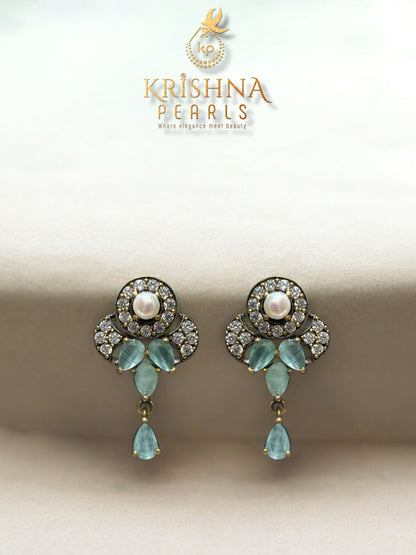 Oxidised Emerald-Mist Pearls Necklace Set