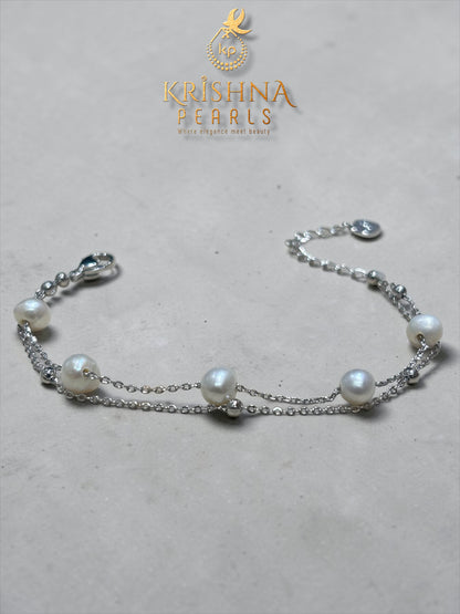 Designer Double Line Pearl Bracelet